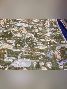 Winnie the Pooh Themed tapestry fabric 55” by 25” Green Blue Tan
